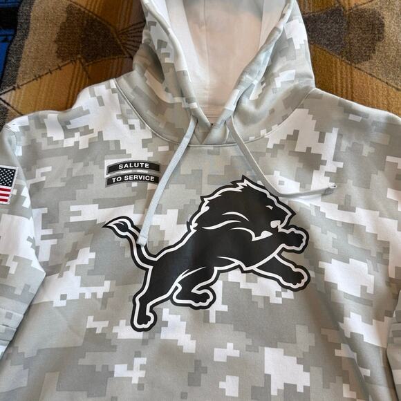 Nike 2024 Detroit Lions Salute To Service Size 2XL Fleece Pullover Hoodie NFL - Picture 3 of 11